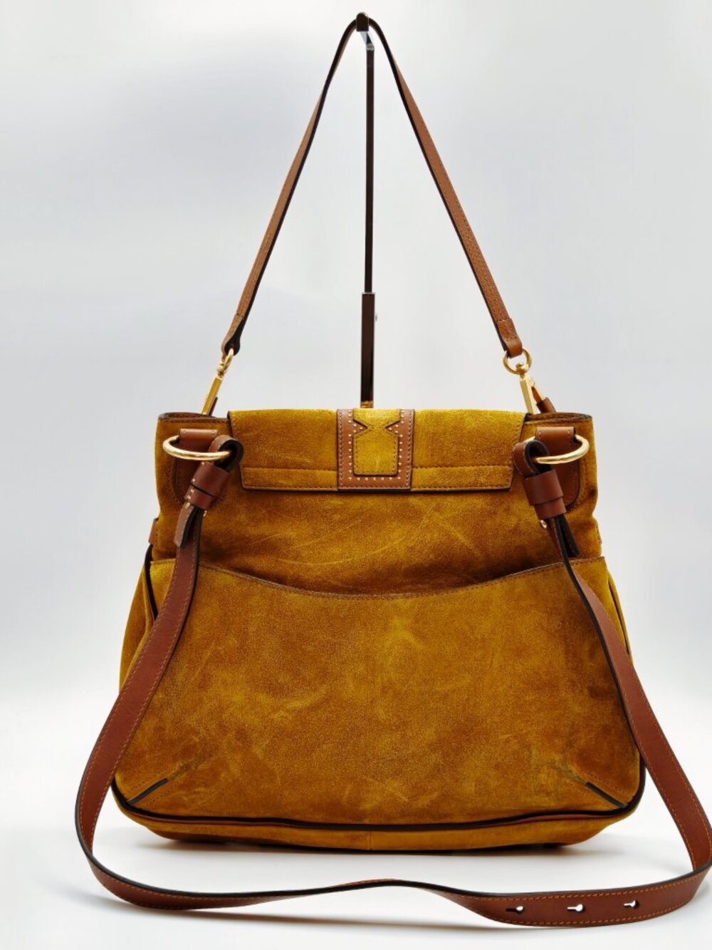 Chloé Suede Leather Shoulder Crossbody Bag Mustard Gold Medium - Picture 2 of 16